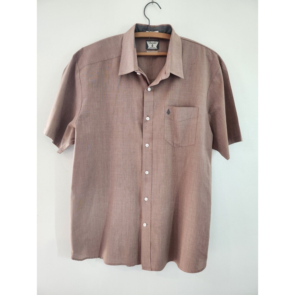Volcom  Skate Style ClassicFit Short Sleeve Button Up Shirt Mens XL Brown/Taupe